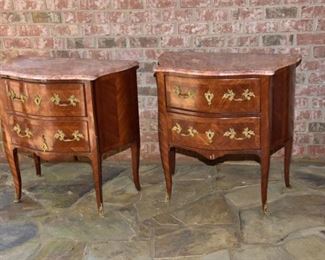3. Pair of 19th Cent. Louis 15th Style Marble Top Commodes