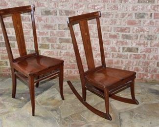 27. Edwardian Mahogany Inlaid Rocker and Side Chair
