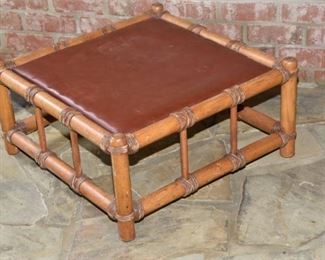 30. Rattan and Leather Ottoman