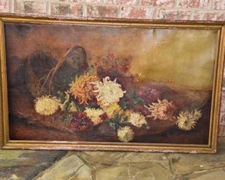 39. Large Oil on Canvas Floral Still Life