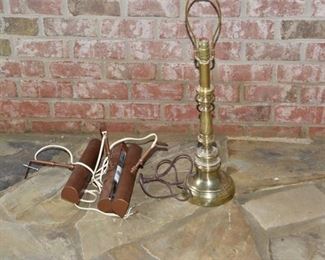46. Brass Lamp and Three Picture Lights