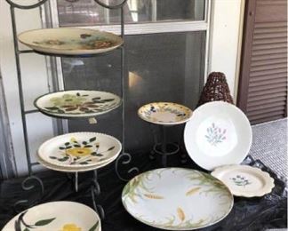 vintage Plates and Stand