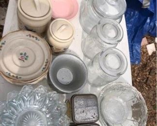 Glass Canisters, Saucers, Bowls, etc.