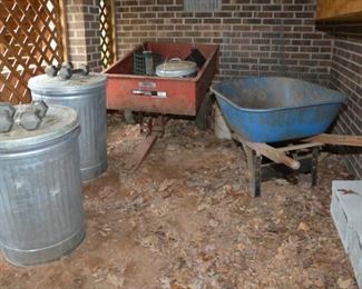 trailer and wheel barrow