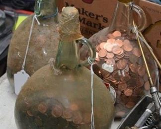 bottles of pennies - stored since mid 1970's and unchecked