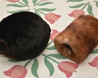 faux fur muff, beaver fur muff