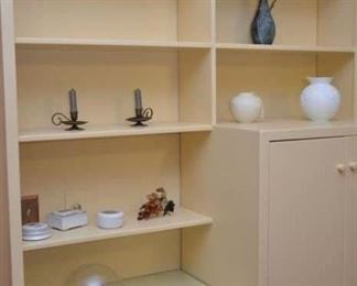 dresser dishes, Rookwood vase, German bisque base, candleholders, more