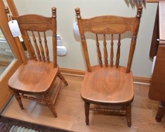 pair children's oak chairs
