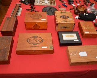 hand tooled leather box, cigar boxes