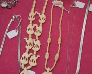 ivory necklaces, ivory cue ball