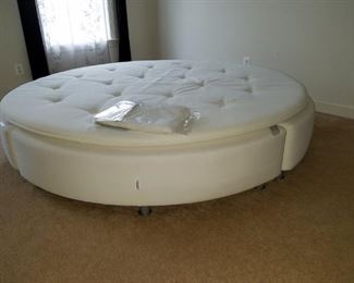 Bedroom #3: IKEA Sultan Sandane round  sectional bed , white fabric. 4 pie shaped sections w/ round top/mattress. Can be re-positioned into different shape & used as seating.  Bed: $95.00