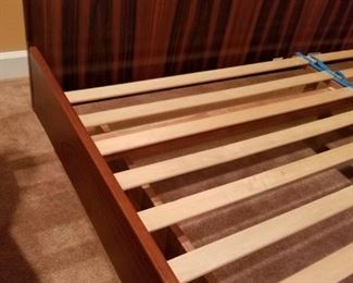King size wooden platform bed, mid century modern look. by W&B Mobiler (matching dresser upstairs )
Platform bed: $195.00