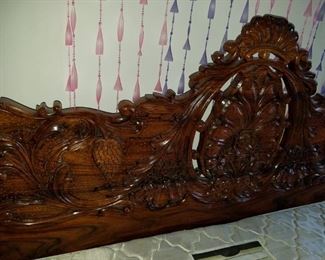 Bedroom #2: ornate wooden carved flowers King bed frame with mattress.  Bed with mattress: 195.00