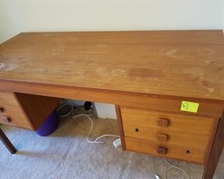 Bedroom #2: mid century modern desk (slight water marks on top-easy fix). Desk: $100.00