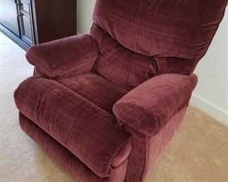 Master Bedroom: red LaZBoy, perfect condition.  LaZBoy: $100.00