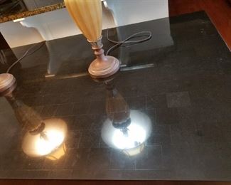 black granite topped dining table-NO chairs. Price: $95.00