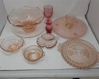 11 Pieces of Pink Glass