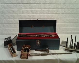 Assorted Drill Bit Collection and Tool Box