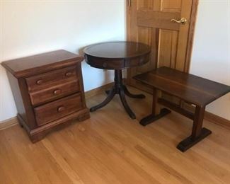 Mahogany Drum Table Nightstand and Table