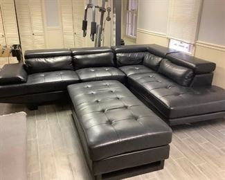 Black Leather Sectional