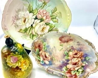 GDA Limoges Plate, Floral Bowl, Vase