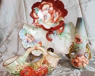 Limoges Frisard Hand Painted Poppies