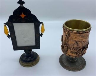 Lithopane Candle Stand, Ornate Cup