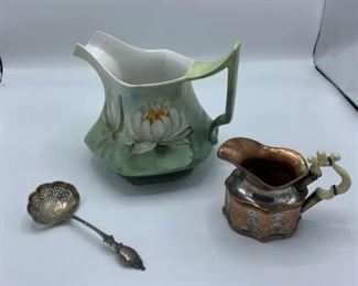 Silver 800 Spoon, Lily Pitcher, Antique Creamer