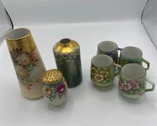 Sugar Shaker, Two Vases, Four Mugs