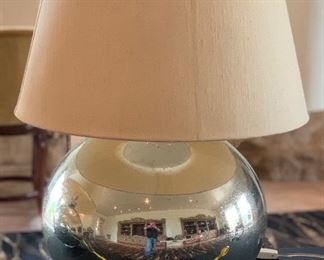 #1 Glass Bulbous Lamp Silver Short shade	26in H x 20 in diameter		SC102