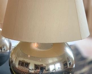 #1 Glass Bulbous Lamp Silver Short shade	26in H x 20 in diameter		SC102