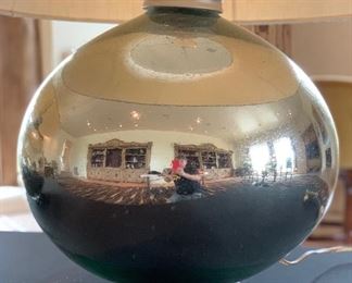 #1 Glass Bulbous Lamp Silver Short shade	26in H x 20 in diameter		SC102