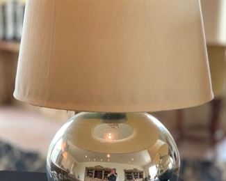 #2 Glass Bulbous Lamp Silver Tall  shade	31in H x 24in diameter		SC103