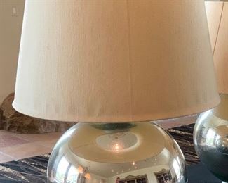 #2 Glass Bulbous Lamp Silver Tall  shade	31in H x 24in diameter		SC103