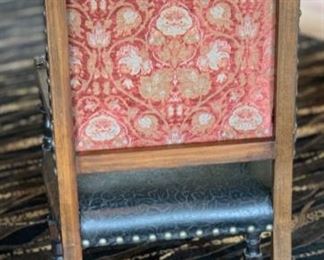 2pc Rustic Hand Tooled Leather, Carved Wood Highback Chairs	54x24.5x24.5. Seat Height: 21in	HxWxD	SC110