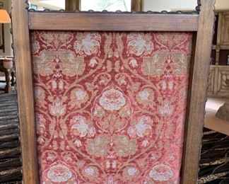 2pc Rustic Hand Tooled Leather, Carved Wood Highback Chairs	54x24.5x24.5. Seat Height: 21in	HxWxD	SC110