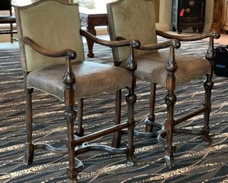 2pc Rustic Natural Hide & Leather Counter Height Chairs Barstools	48x25x25in    Seat	HxWxD	SC111