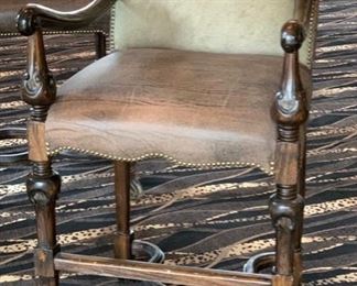 2pc Rustic Natural Hide & Leather Counter Height Chairs Barstools	48x25x25in    Seat	HxWxD	SC111