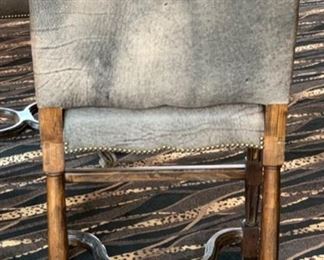 2pc Rustic Natural Hide & Leather Counter Height Chairs Barstools	48x25x25in    Seat	HxWxD	SC111