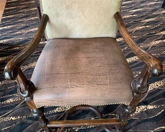 2pc Rustic Natural Hide & Leather Counter Height Chairs Barstools	48x25x25in    Seat	HxWxD	SC111