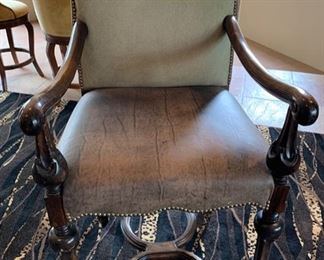 2pc Rustic Natural Hide & Leather Counter Height Chairs Barstools	48x25x25in    Seat	HxWxD	SC111