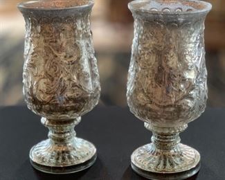 2pc Silver Glass Footed Vase / Votive	13in H x 6in diameter		SC115
