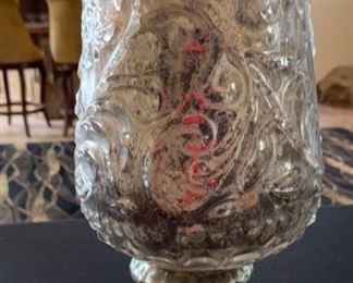 2pc Silver Glass Footed Vase / Votive	13in H x 6in diameter		SC115