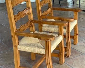2pc Rustic Wormwood Rush Seat Chairs	41.5x25x23in	HxWxD	SC123