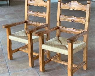 2pc Rustic Wormwood Rush Seat Chairs	41.5x25x23in	HxWxD	SC123