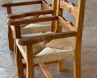 2pc Rustic Wormwood Rush Seat Chairs	41.5x25x23in	HxWxD	SC123