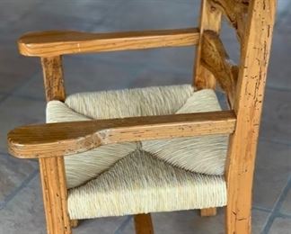 2pc Rustic Wormwood Rush Seat Chairs	41.5x25x23in	HxWxD	SC123