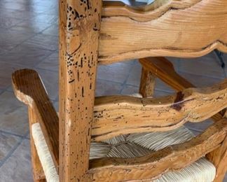 2pc Rustic Wormwood Rush Seat Chairs	41.5x25x23in	HxWxD	SC123