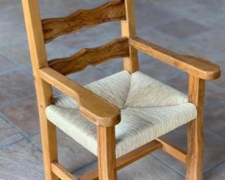 2pc Rustic Wormwood Rush Seat Chairs	41.5x25x23in	HxWxD	SC123