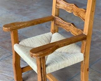 2pc Rustic Wormwood Rush Seat Chairs	41.5x25x23in	HxWxD	SC123